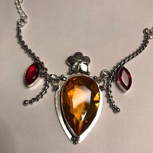 Citrine Garnet 925 Sterling Silver Necklace